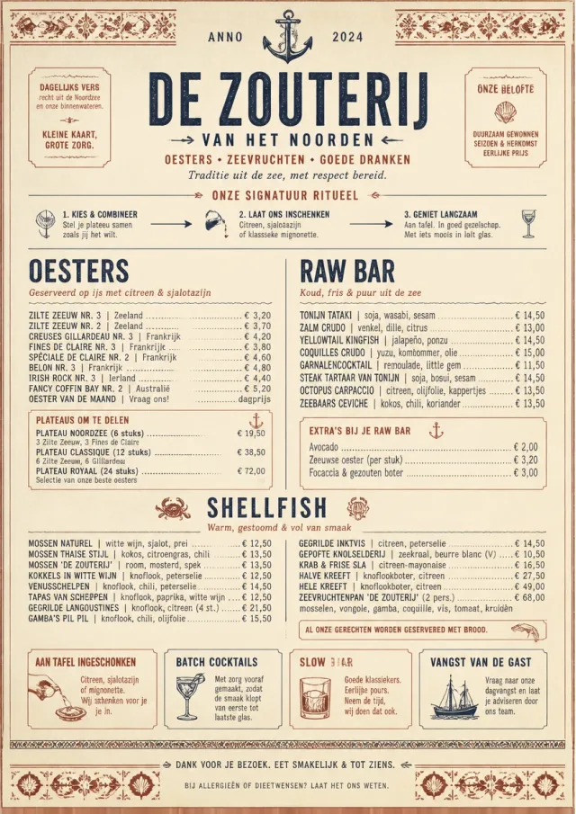 Heritage Tradition seafood-menu menu template preview