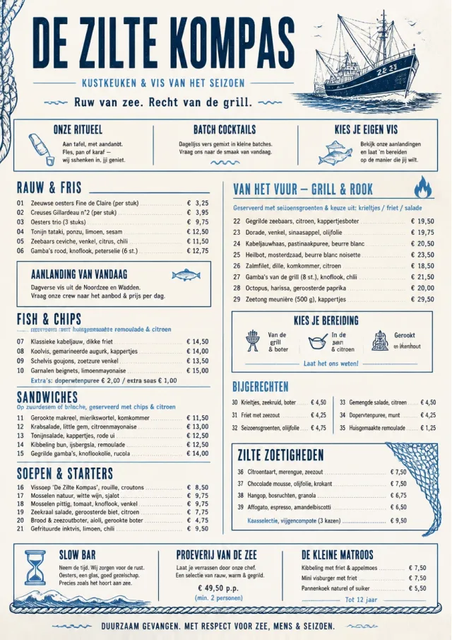 Coastal Regional seafood-menu menu template preview