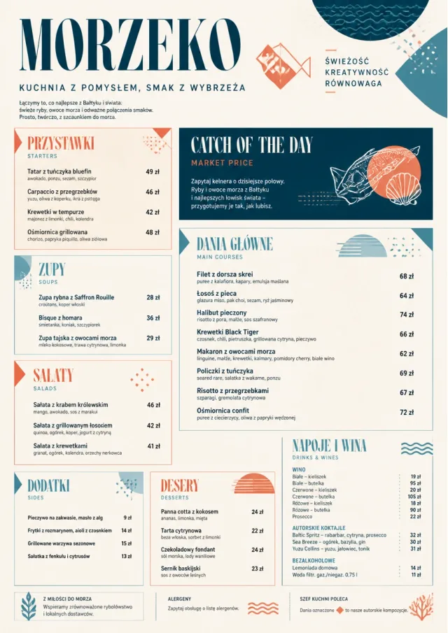 Modern Fusion seafood-menu menu template preview