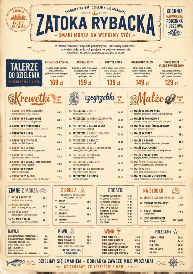 Family Style Feast seafood-menu menu template preview