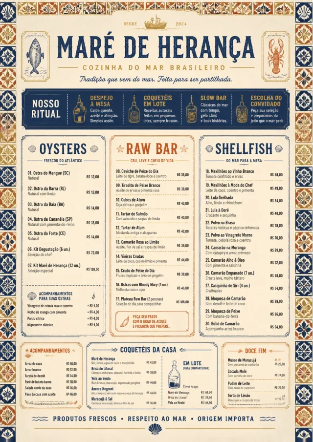 Heritage Tradition seafood-menu menu template preview