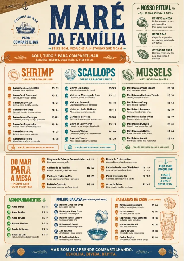 Family Style Feast seafood-menu menu template preview