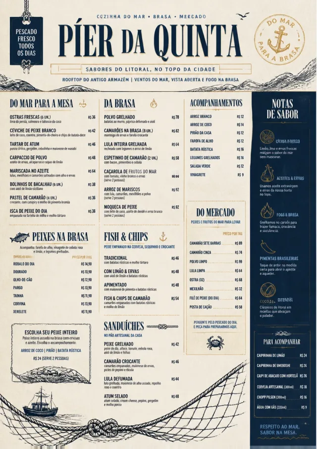 Coastal Regional seafood-menu menu template preview