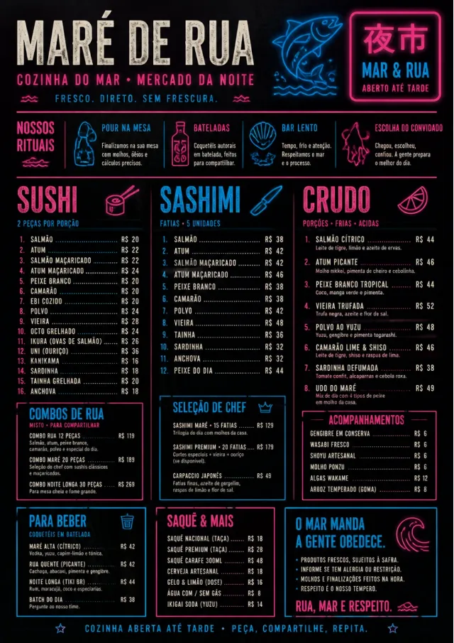 Night Market Neon seafood-menu menu template preview