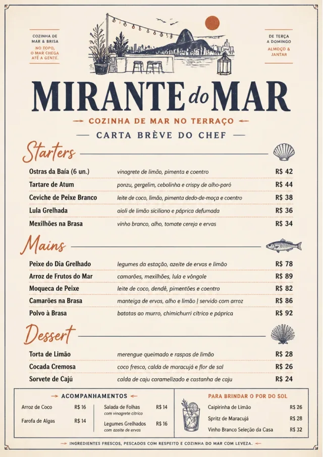 Chef Carte Brève seafood-menu menu template preview