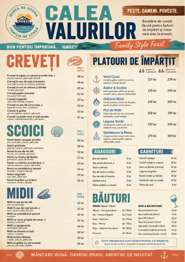 Family Style Feast seafood-menu menu template preview