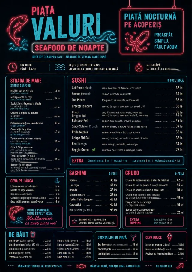 Night Market Neon seafood-menu menu template preview