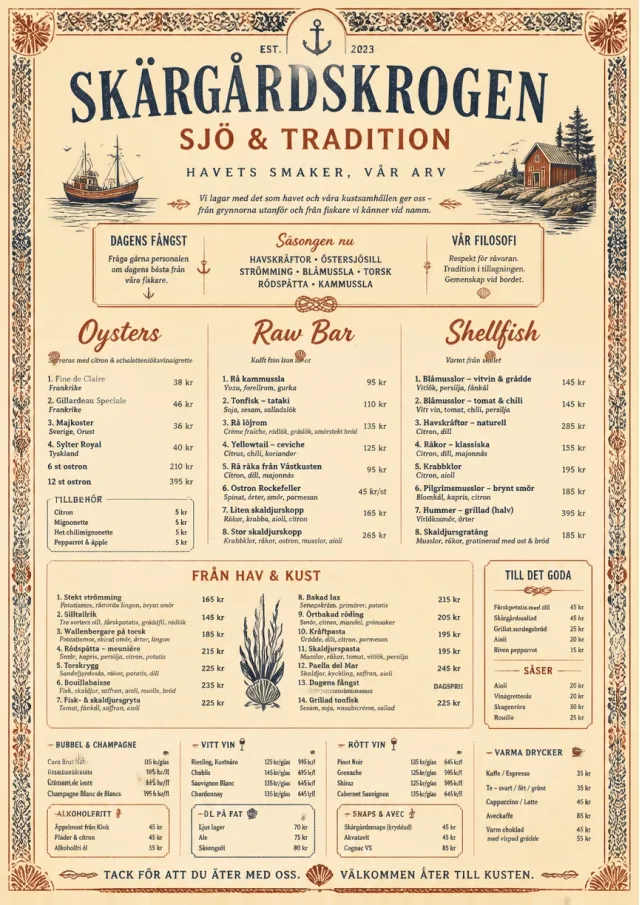 Heritage Tradition seafood-menu menu template preview