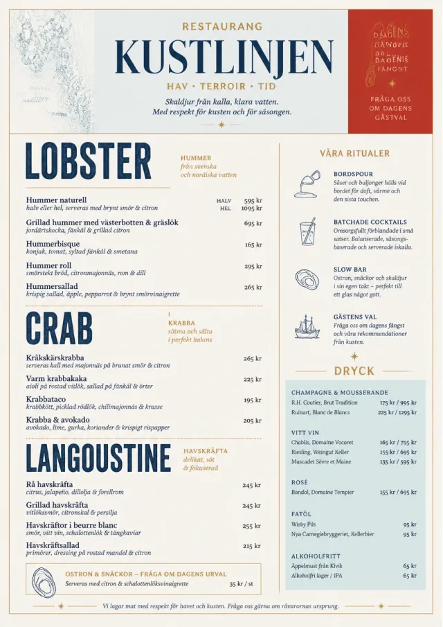 Fine Regional seafood-menu menu template preview