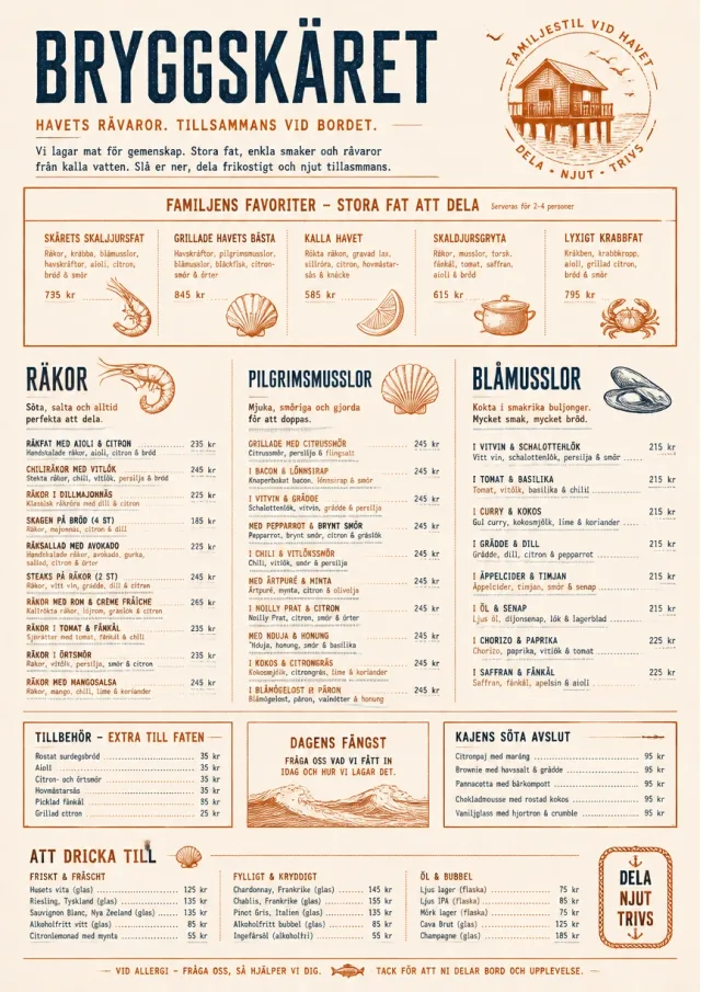 Family Style Feast seafood-menu menu template preview