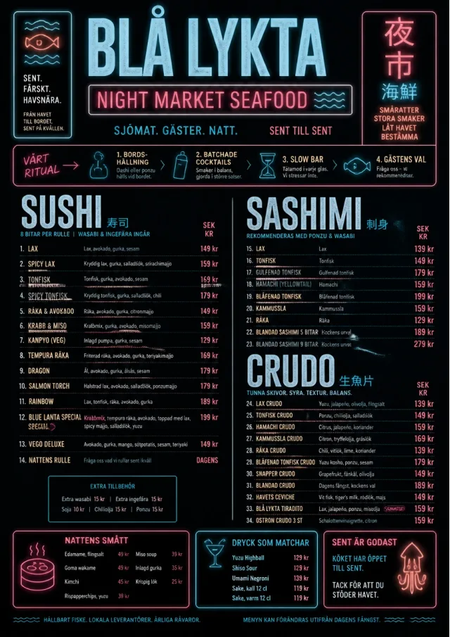 Night Market Neon seafood-menu menu template preview