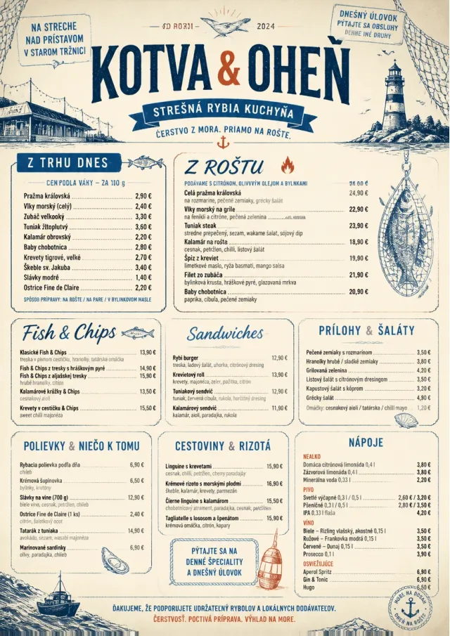 Coastal Regional seafood-menu menu template preview