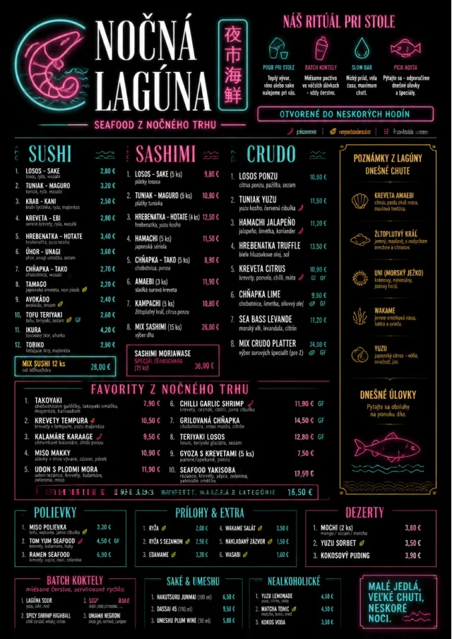 Night Market Neon seafood-menu menu template preview