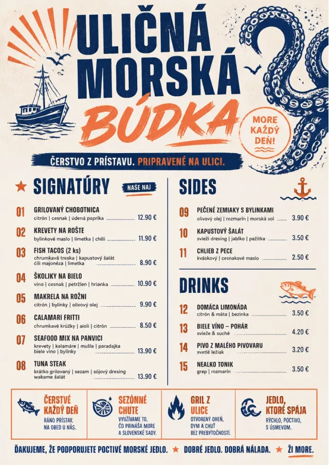 Street Stall Flyer seafood-menu menu template preview