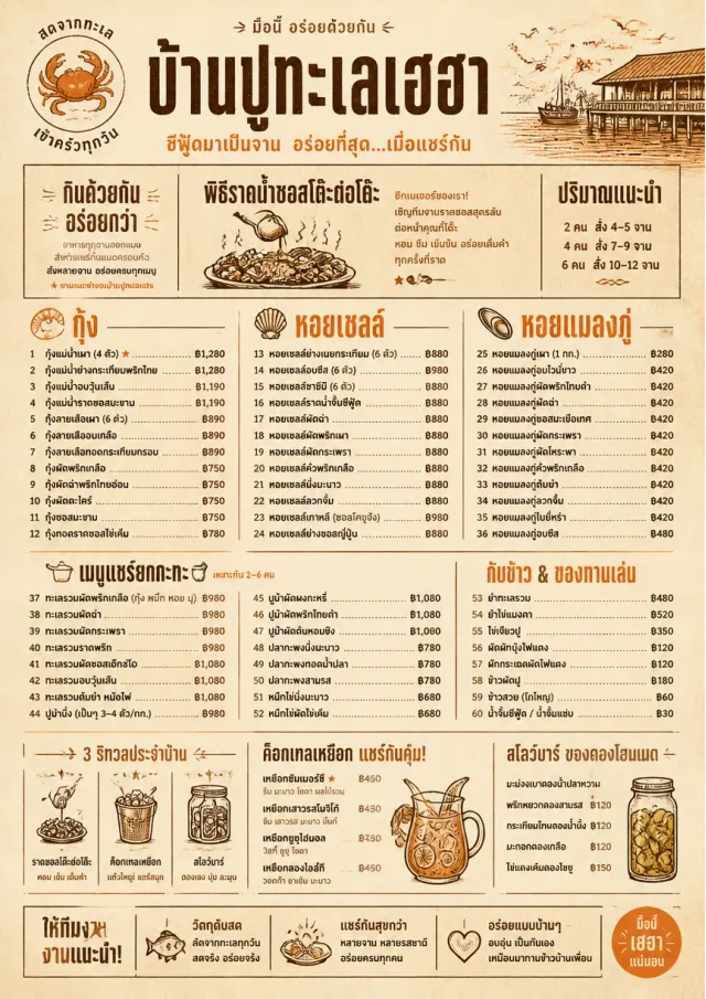Family Style Feast seafood-menu menu template preview
