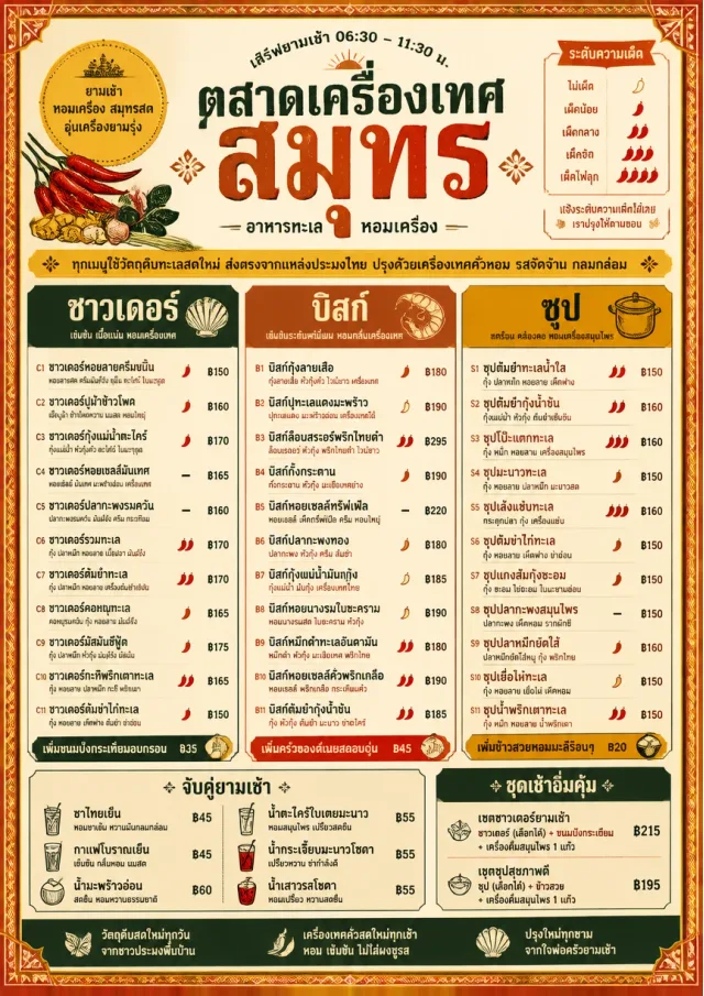 Spice Market Bold seafood-menu menu template preview