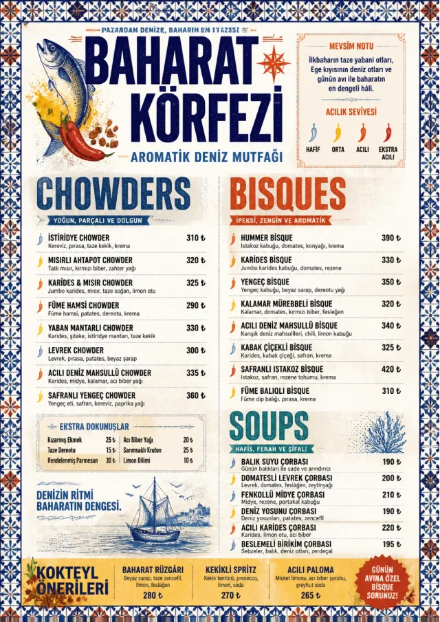Spice Market Bold seafood-menu menu template preview