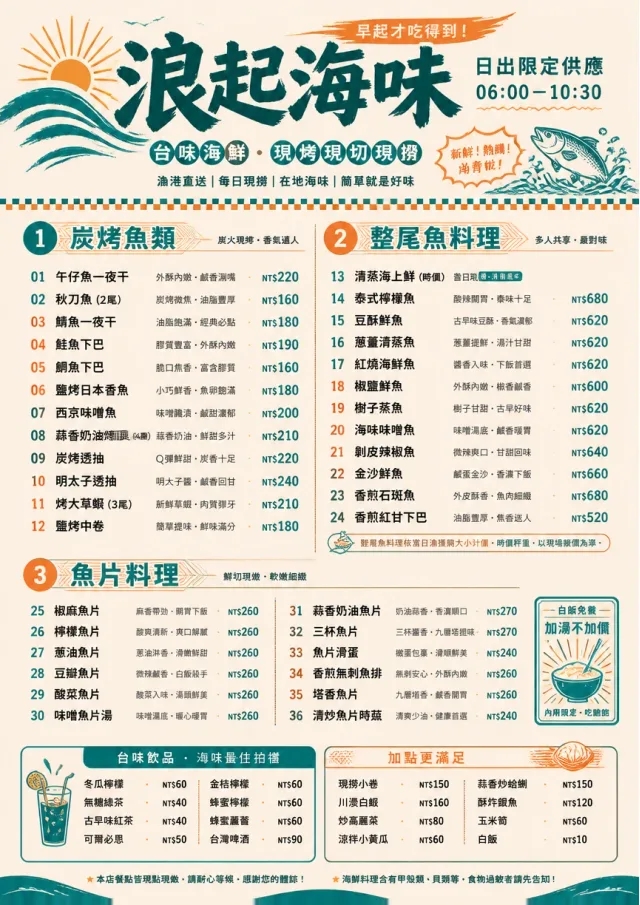 Street Stall Energy seafood-menu menu template preview