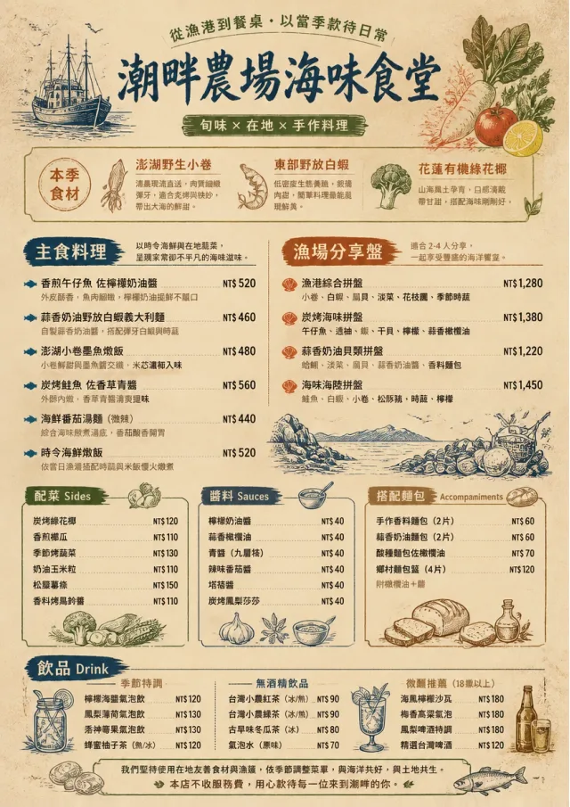 Farm Table Rustic seafood-menu menu template preview