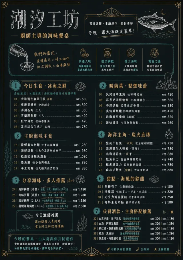 Chef Specials Board seafood-menu menu template preview