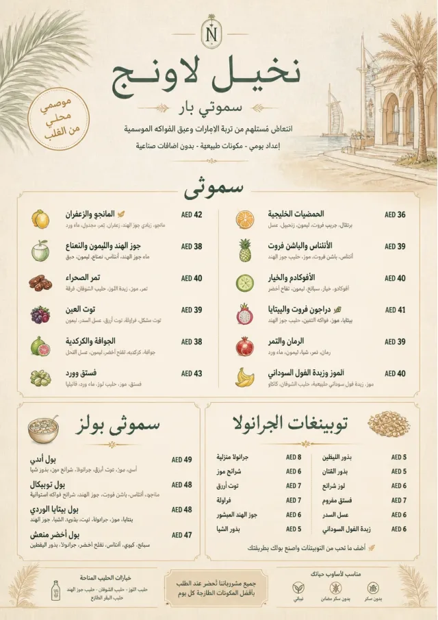 Luxury Hotel Lounge smoothie-menu menu template preview
