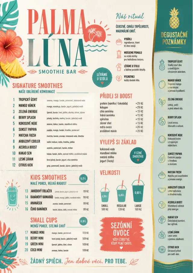 Tropical Refresh smoothie-menu menu template preview