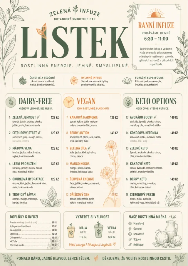Botanical Infusion smoothie-menu menu template preview