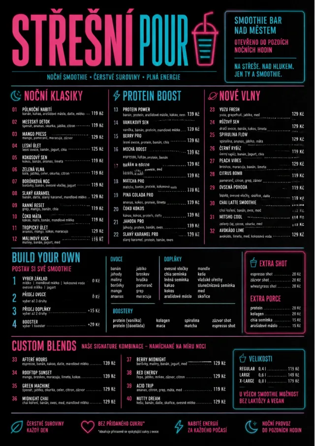 Neon Night Pour smoothie-menu menu template preview