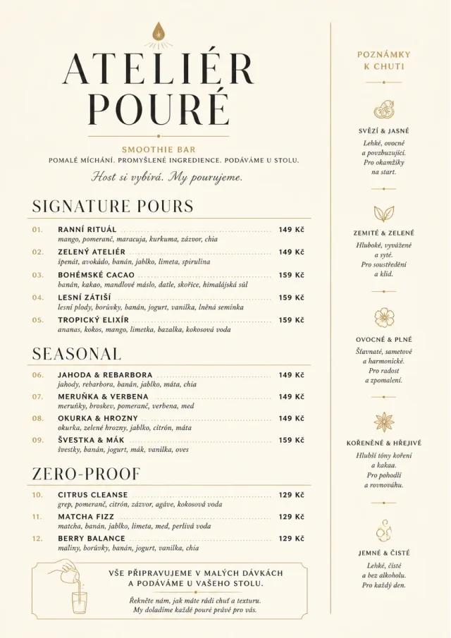 Boutique Pour Card smoothie-menu menu template preview