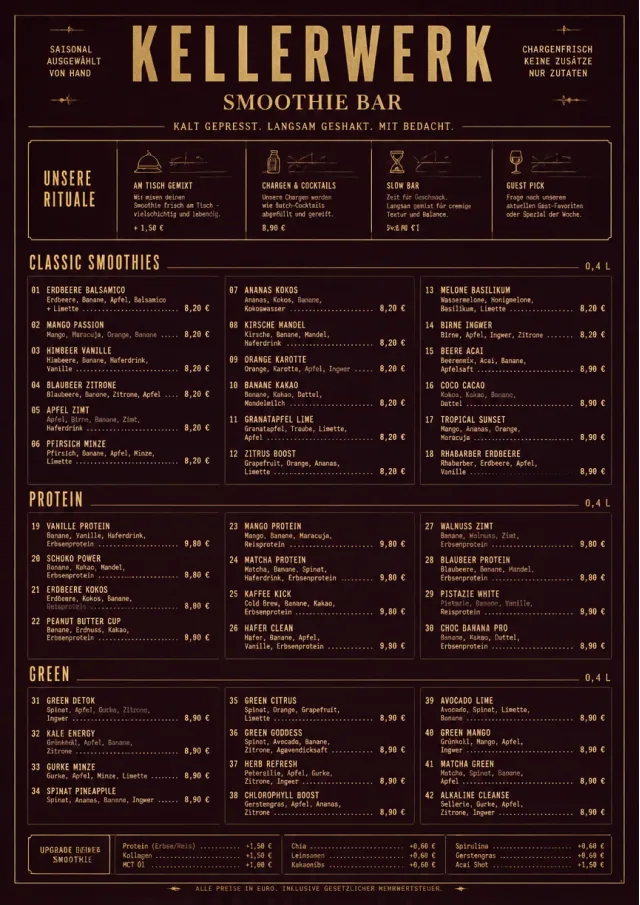 Editorial Cellar smoothie-menu menu template preview