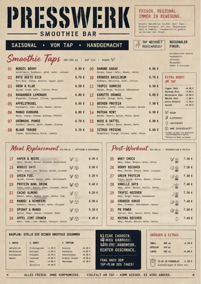 Industrial Craft smoothie-menu menu template preview
