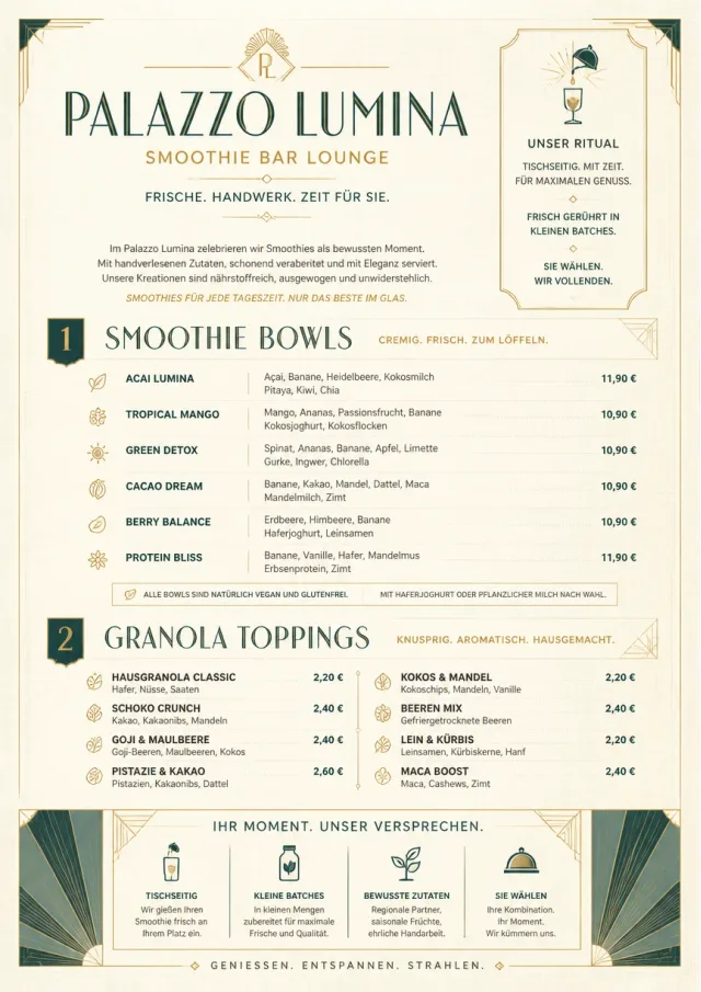 Luxury Hotel Lounge smoothie-menu menu template preview