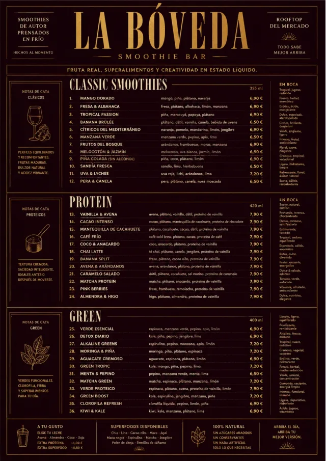Editorial Cellar smoothie-menu menu template preview