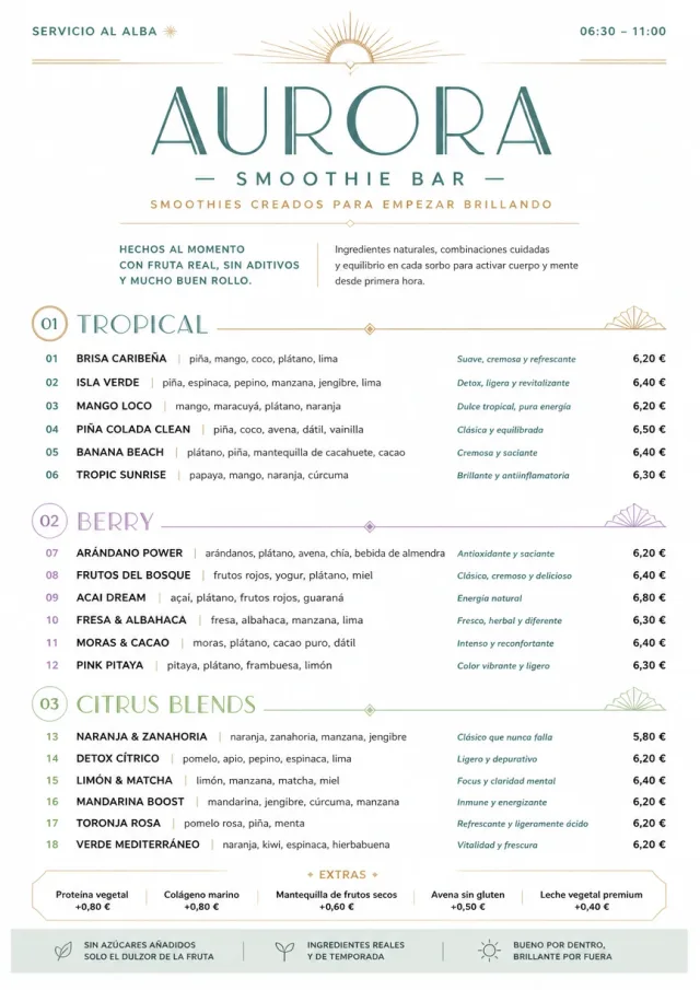 Modern Minimal Pour smoothie-menu menu template preview
