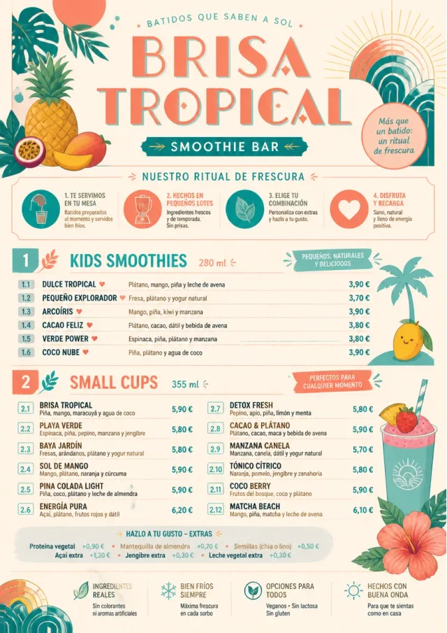 Tropical Refresh smoothie-menu menu template preview