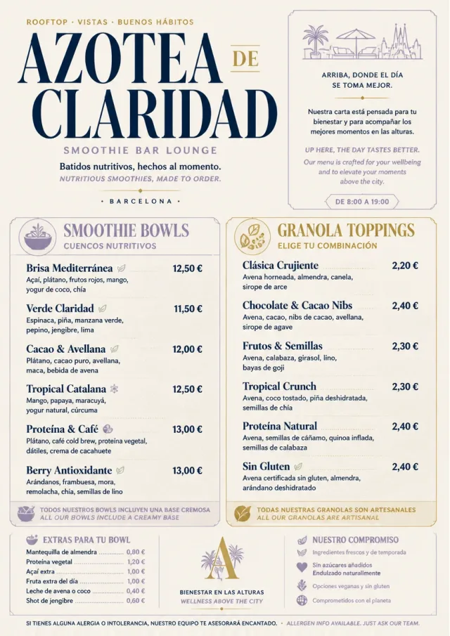 Luxury Hotel Lounge smoothie-menu menu template preview