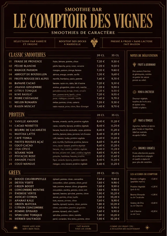 Editorial Cellar smoothie-menu menu template preview