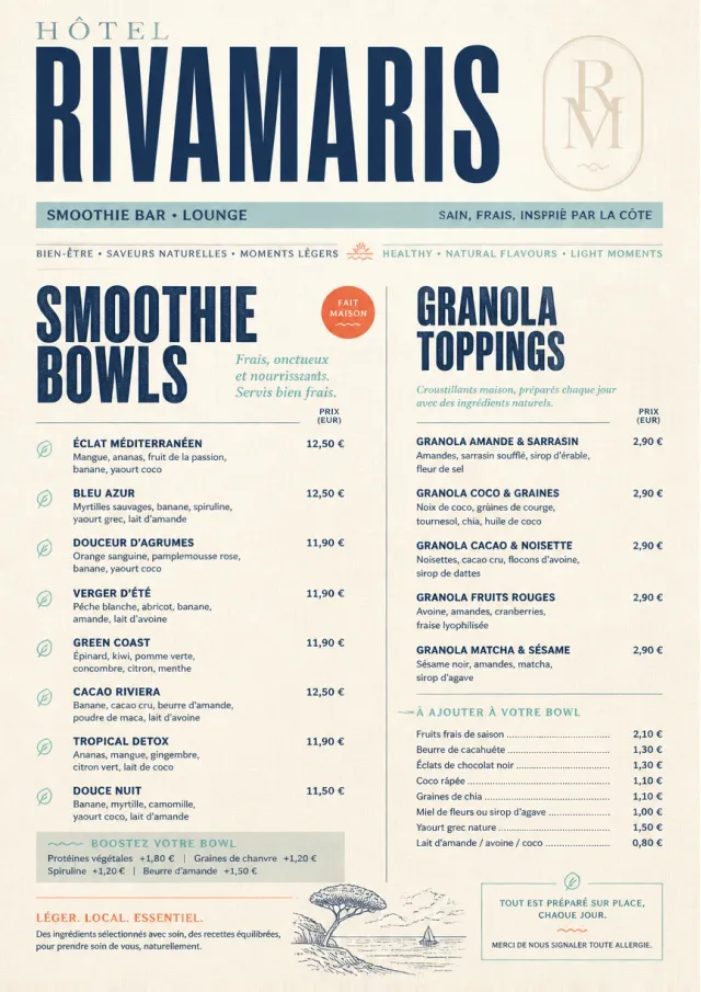 Luxury Hotel Lounge smoothie-menu menu template preview