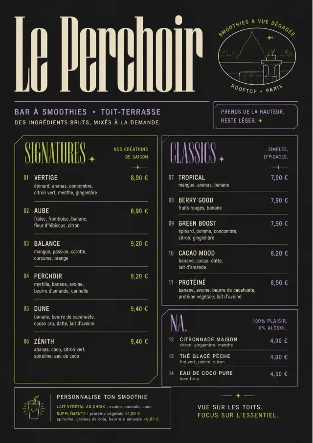 Mono Bar Minimal smoothie-menu menu template preview