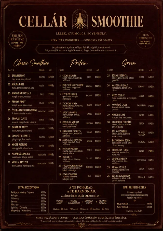 Editorial Cellar smoothie-menu menu template preview