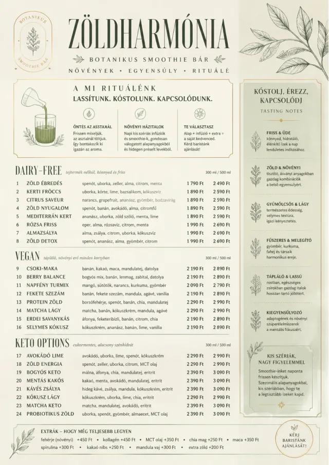 Botanical Infusion smoothie-menu menu template preview