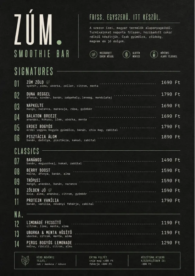 Mono Bar Minimal smoothie-menu menu template preview
