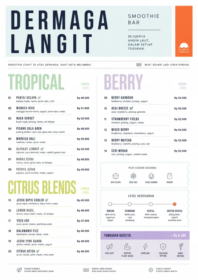 Modern Minimal Pour smoothie-menu menu template preview