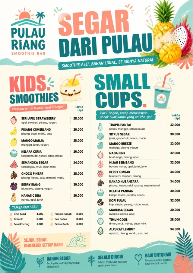 Tropical Refresh smoothie-menu menu template preview