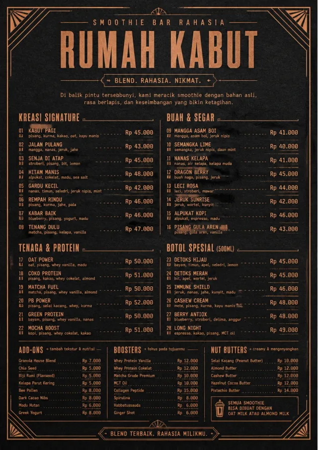Speakeasy Spirits smoothie-menu menu template preview