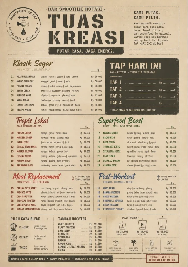 Industrial Craft smoothie-menu menu template preview