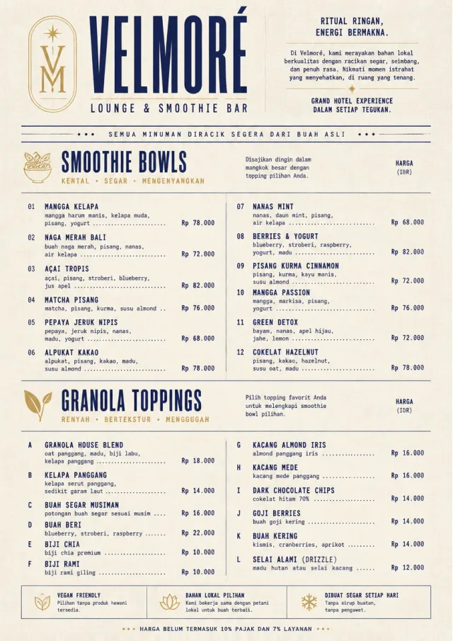 Luxury Hotel Lounge smoothie-menu menu template preview