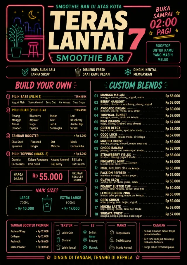 Neon Night Pour smoothie-menu menu template preview