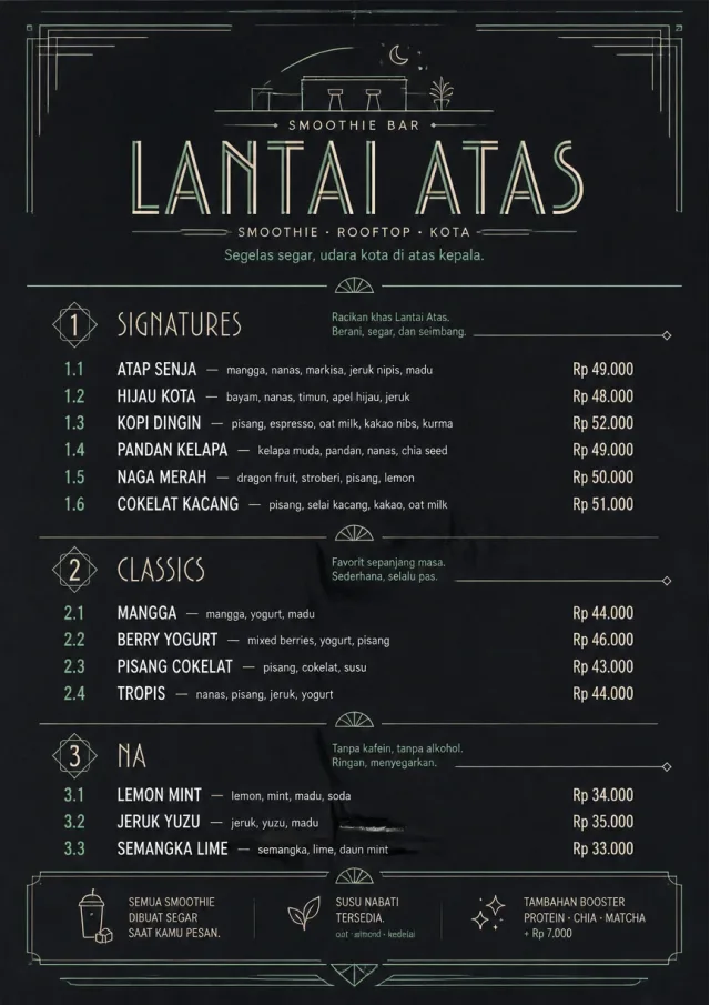 Mono Bar Minimal smoothie-menu menu template preview