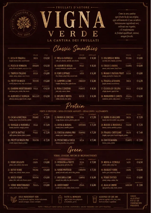 Editorial Cellar smoothie-menu menu template preview